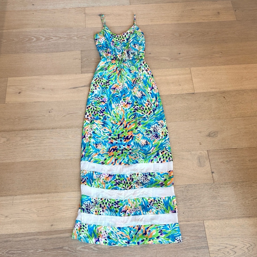 Lilly Pulitzer Deanna Maxi Dress Sea Soiree XS – Adjustable Straps, EUC